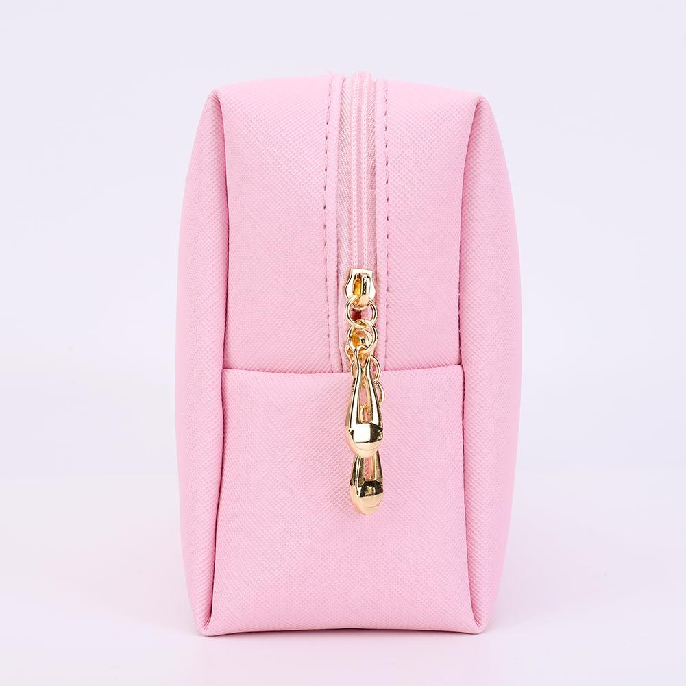 OEIPSMK OEIPSMK Personalized Makeup Bag Initial Chenille Letter Patch Cosmetic Bag Preepy Small Makeup Pouch Waterproof Leather Travel Toiletry Bag Monogram Make Up Pouch Birthday Gifts for Women, Medium