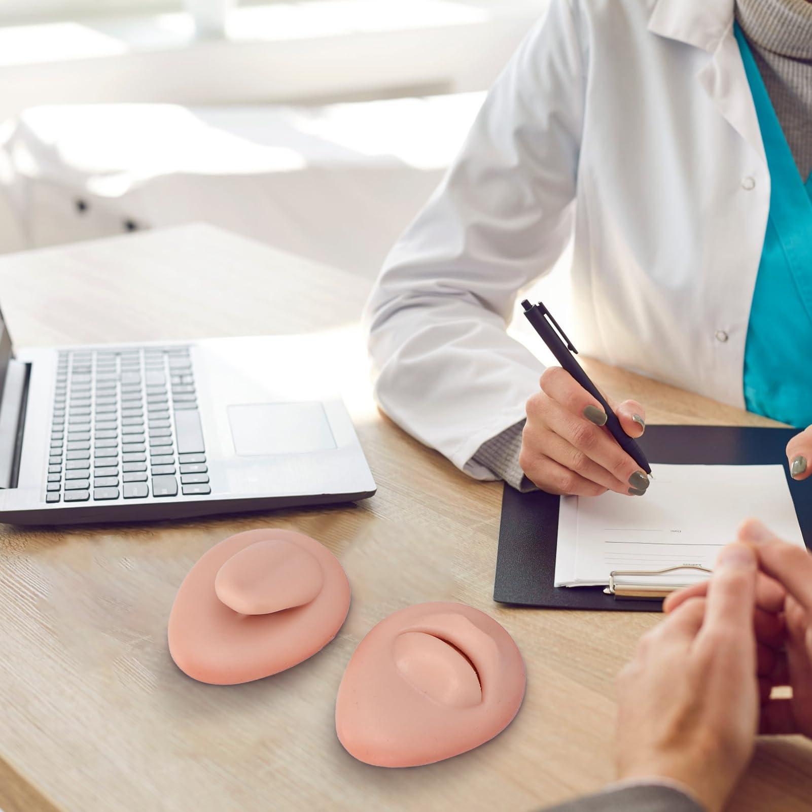 Dioche Soft Silicone Flexible Model Body Part Displays Set, Body Piercing Practice Model Simulation Ear Eye Nose Mouth Tongue and Belly Button Model for Novice Piercer (Medium Fleshcolor)