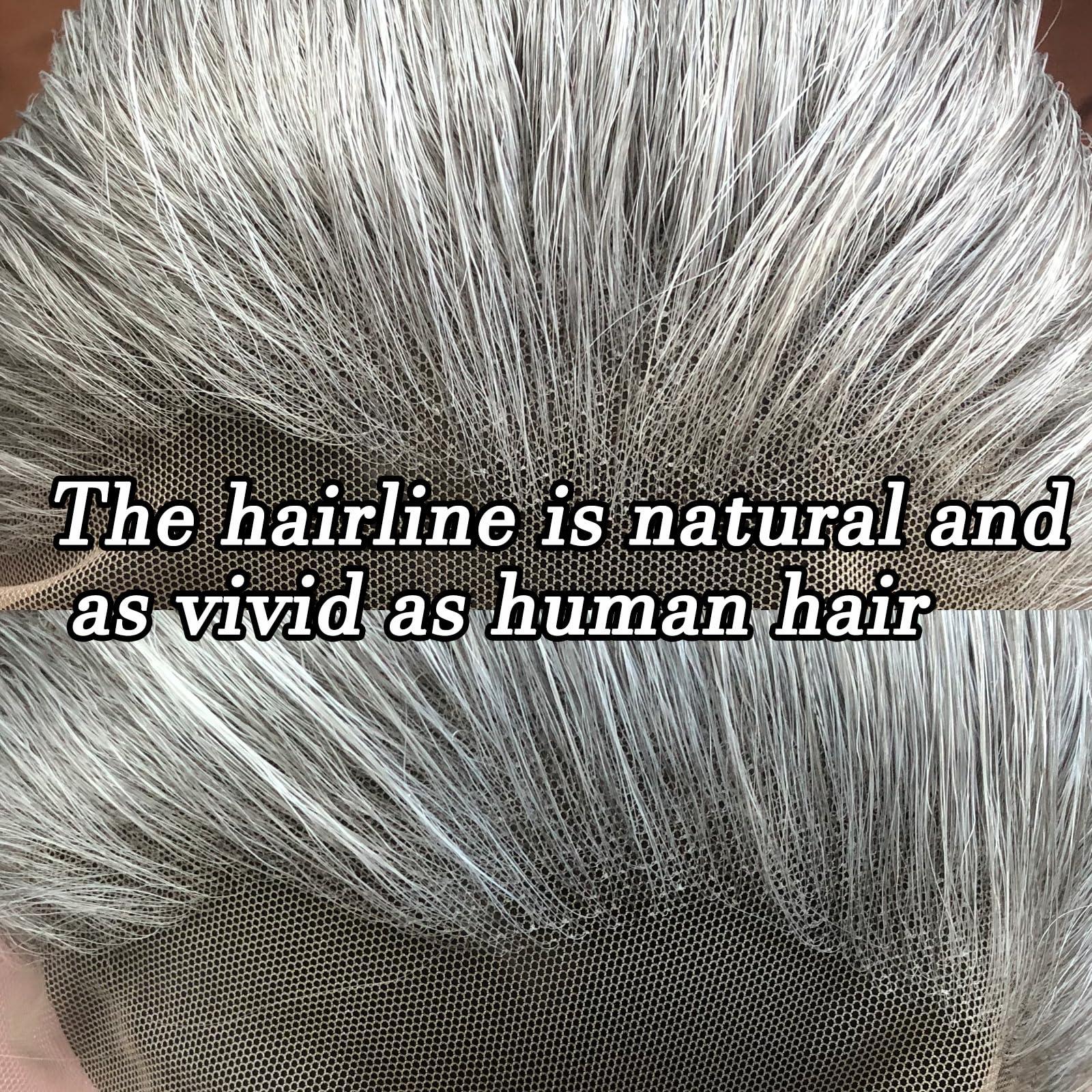 BTWTRY BTWTRY Gray Wig Long Straight Grandma Grey Synthetic Lace Front Wigs Pre Plucked Natural Hairline for Black Women Heat Resistant Fiber Hair Cosplay Daily Wear Wig (Grandma Grey)