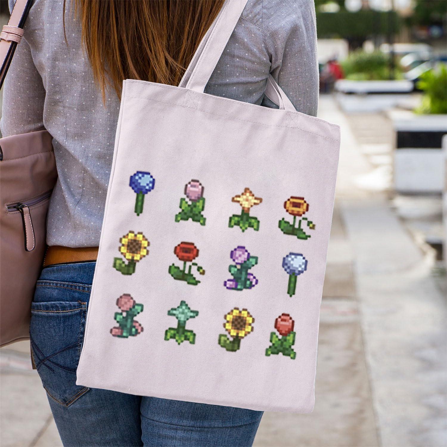 WCGXKO WCGXKO Video Game Lover Gift Valley Game Gift Valley Board Game Tote Grocery Bag Farming Country Adventure Gaming Gift (flower tote)