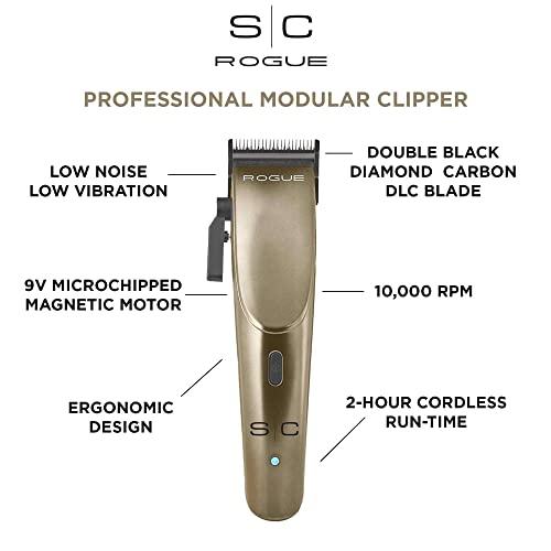 Stylecraft Stylecraft Rogue Professional 9V Magnetic Motor Cordless Clipper and Trimmer Combo Set Matte Gunmetal