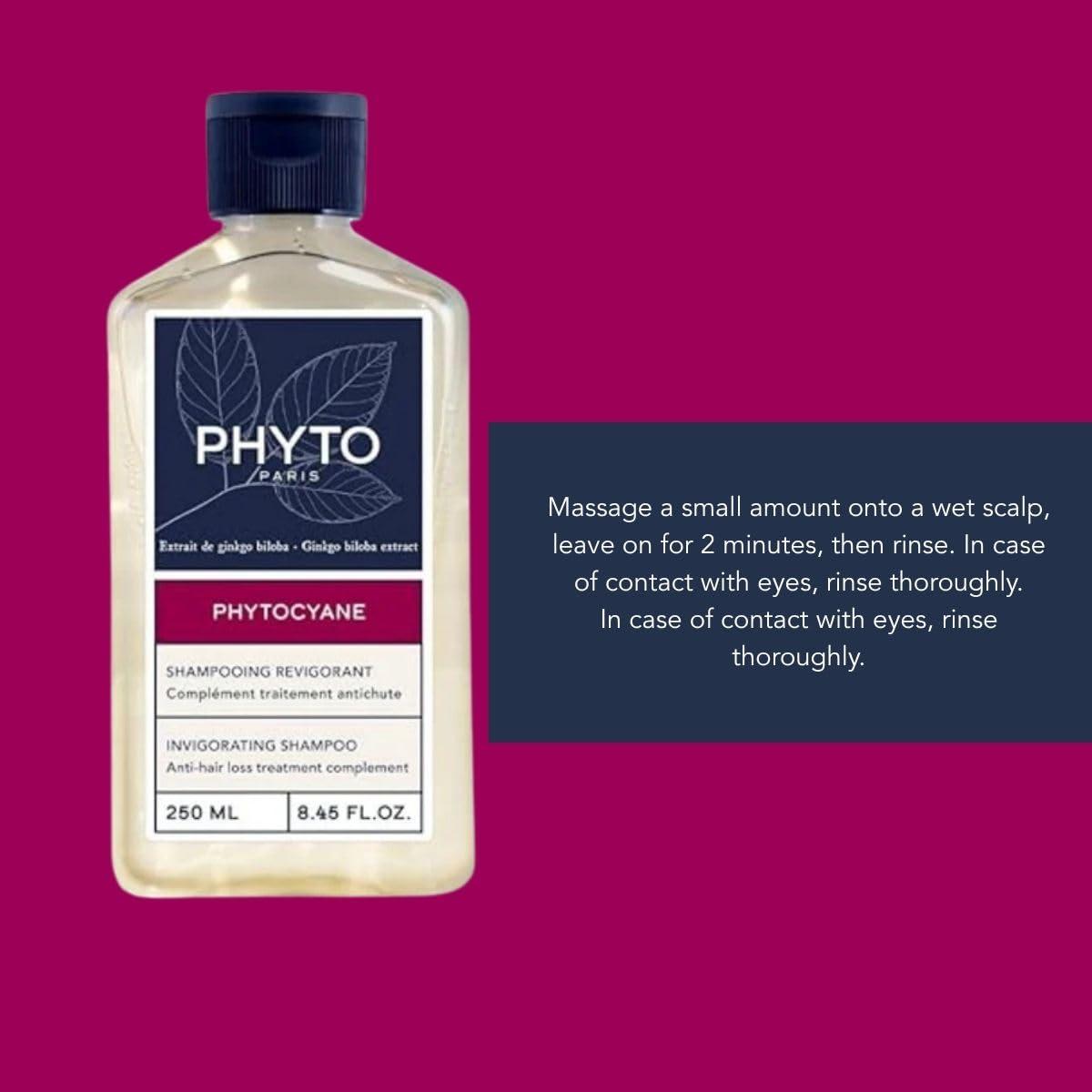 PHYTO PHYTO|PHYTOCYANE - Thinning Hair Shampoo for Men & Women|Revitalizing Formula with Ginkgo Biloba B Vitamins & Rosemary | Promotes Thicker & Stronger Hair|250ml