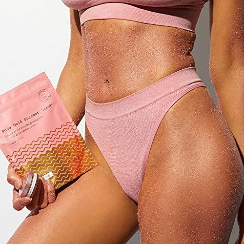 frank body Frank Body Rose Gold Shimmer Scrub | Natural, Vegan, Cruelty Free Exfoliating Body Scrub Smooths, Exfoliates, and Hydrates with Sugar, Salt, Vitamin E, and Grapeseed Oil | 7.43 oz / 220 g