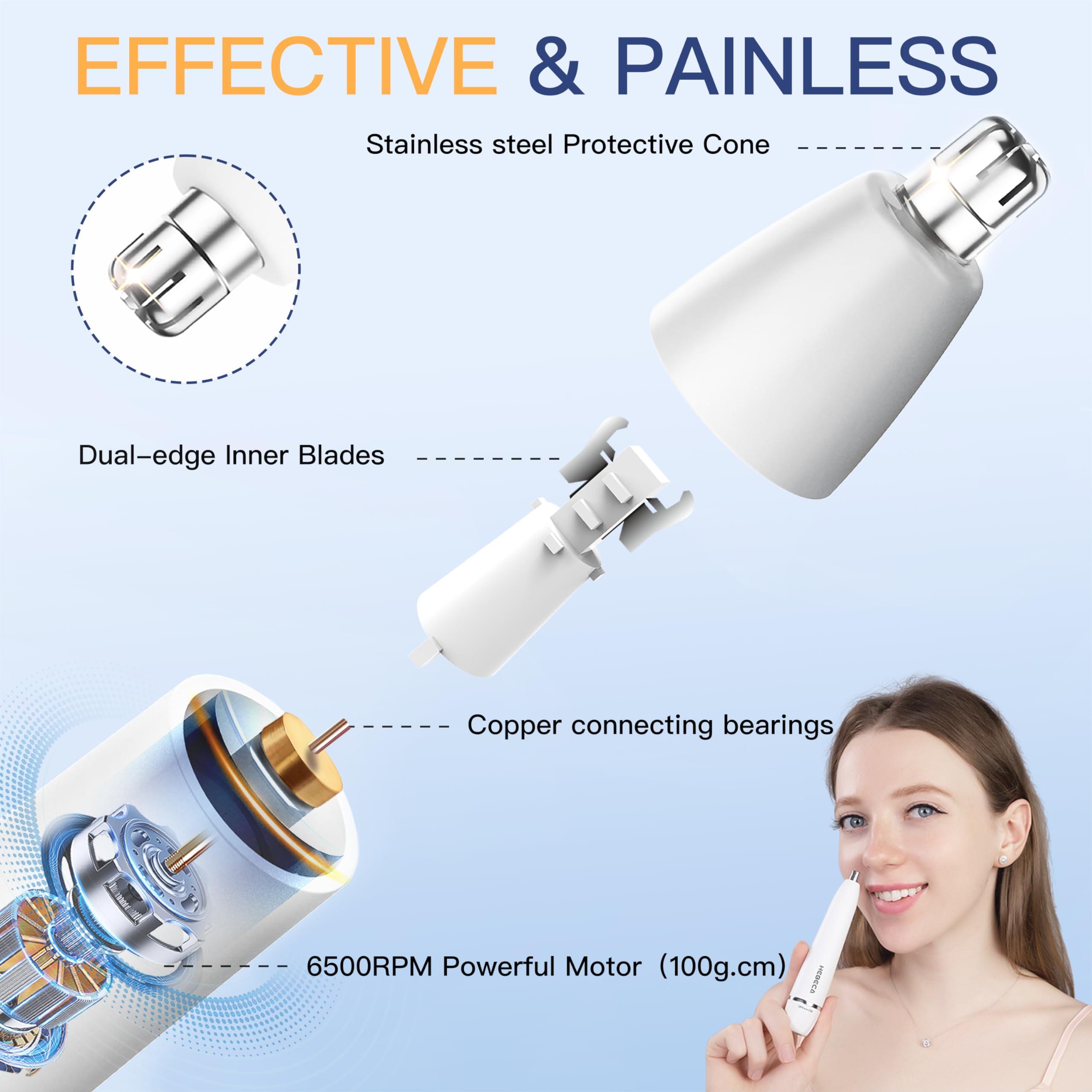 HEBECA HEBECA Nose Hair Trimmer for Women Men - Electric Ear and Nose Trimmer Rechargeable Eyebrow Trimmer, Portable Waterproof Facial Hair Removal for Face Ear Nose Eyebrow Trimming (Silver)