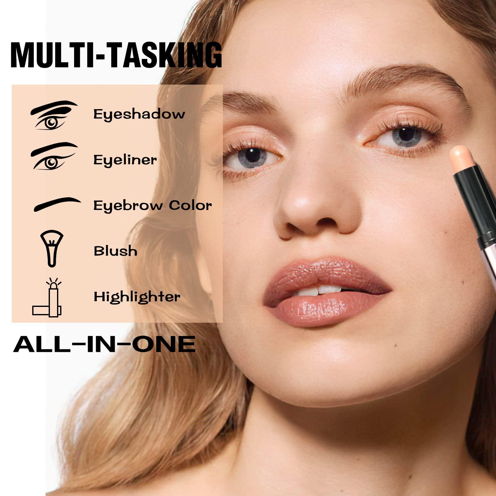 FOCALLURE FOCALLURE No Crease Eyeshadow Stick, Creamy Eye Shadow Stick, Matte & Shimmer Eyeshadow Pencil, Smudge-proof, Built-in Smudger, REBELLION