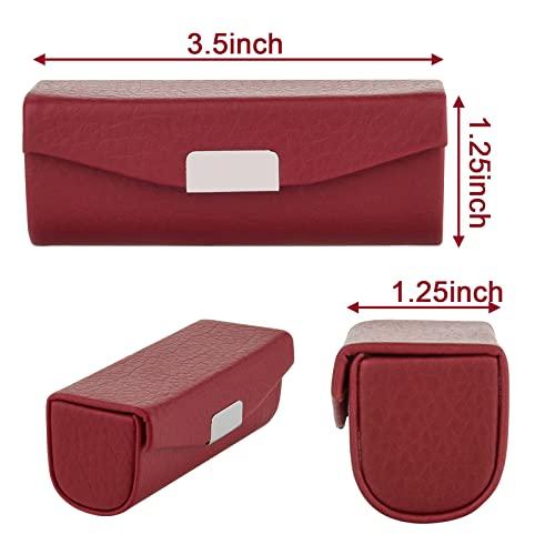 Beautyflier Beautyflier Women’s Soft PU Leather Lipstick Case Holder with Mirror Rectangle Makeup Travel Cases for Purse Lipstick Holder (Red Lychee Pattern)