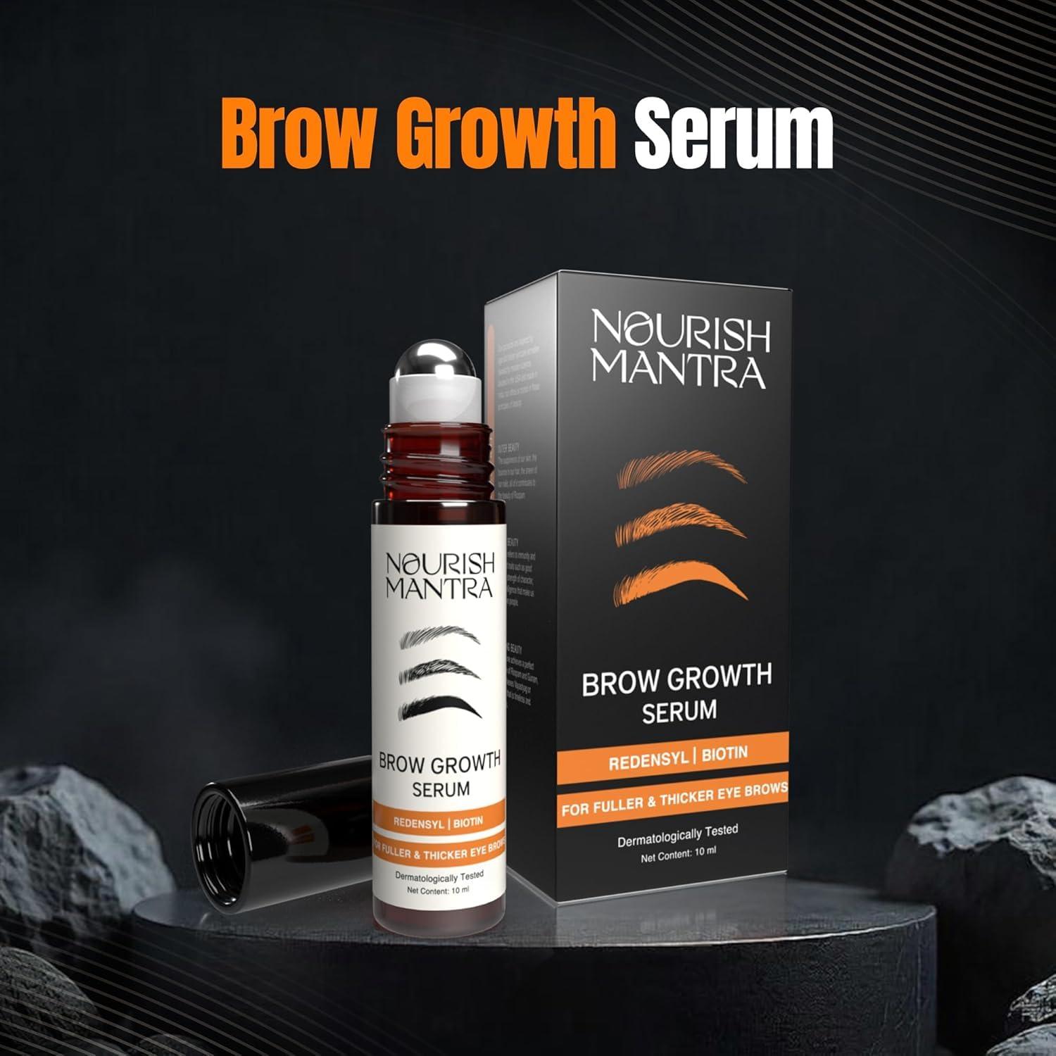 NOURISH MANTRA Nourish Mantra Eyebrow Growth Serum | Formulated with Redensyl, Biotin, Peptides & Amino Acids | Natural Eyebrow Serum and Enhancer for Thicker Brows | Brow Enhancing Serum 10 ml