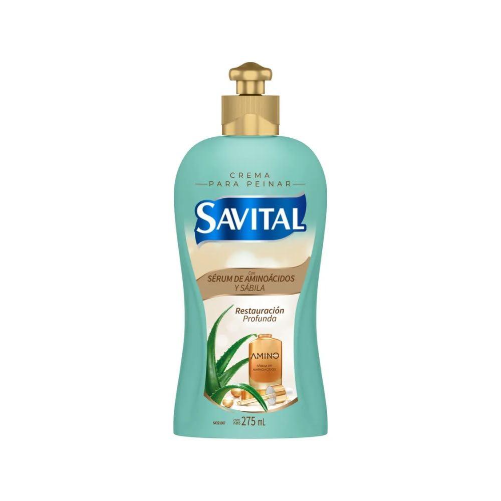 RUUFE Savital Shampoo Colombiano (4 Pack) Savital Shampoo Serum de Aminoacidos y Sabila, Savital Acondicionador Aminoacidos, Savital Crema para peinar y Savital Tratamiento de Aminoacidos y Sabila