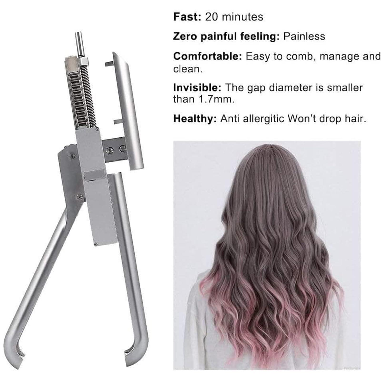 NYMFEA 6d Hair Extension Machine Kit, 10-Pin Invisible Seamless Hair Extension Fast Installation and Removal for Salon Human Hair