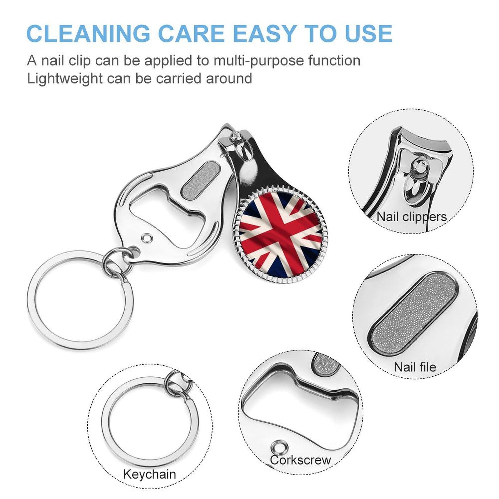 XKAWPC Union Jack Flag UK United Kingdom Fingernail Clipper with Nail File Metal Nail Clippers Portable Nail Cutters