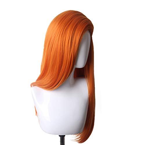 QACCF QACCF Long Straight Side Part Ginger Orange Kim Possible Copslay Wig