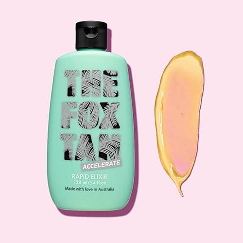 THE FOX TAN The Fox Tan Rapid Tanning Elixir, Natural Tanning Accelerator Lotion For Darker & Faster Tans, Creates Flawless Tan Skin, Vegan & Cruelty-Free, 120mL