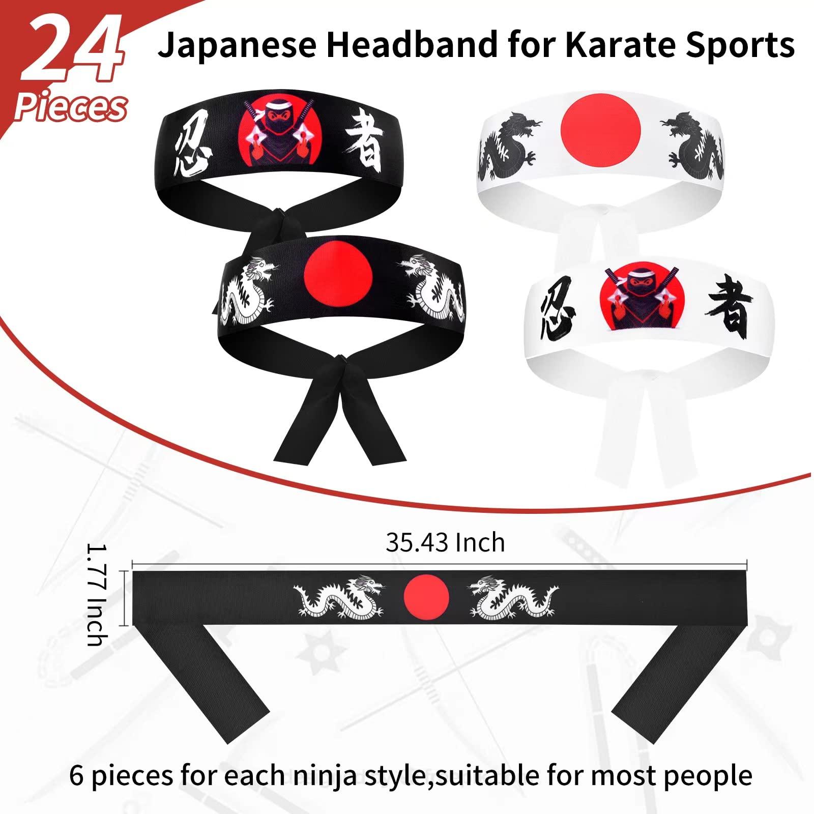 WANGDEFA WANGDEFA 24 Pieces Japanese Headband Samurai Headband Ninja Headbands Ninja Warrior Headbands Sushi Chef Bandana for Karate Sports Cooking Kitchen Costume Supply