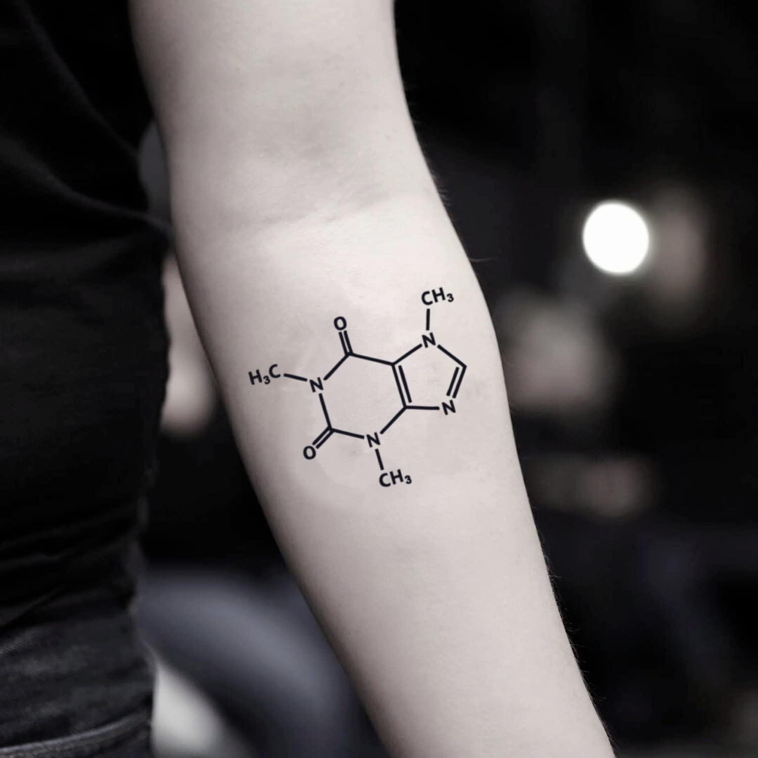 Generic Caffeine Molecule Biochemistry Temporary Tattoo Sticker (Set of 2) - OhMyTat