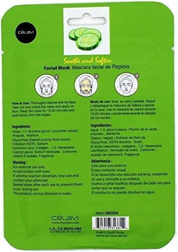 Celavi Cosmetics Celavi Facial Mask Set Korean Essence Sheet Masks (12-pcs, Cucumber)