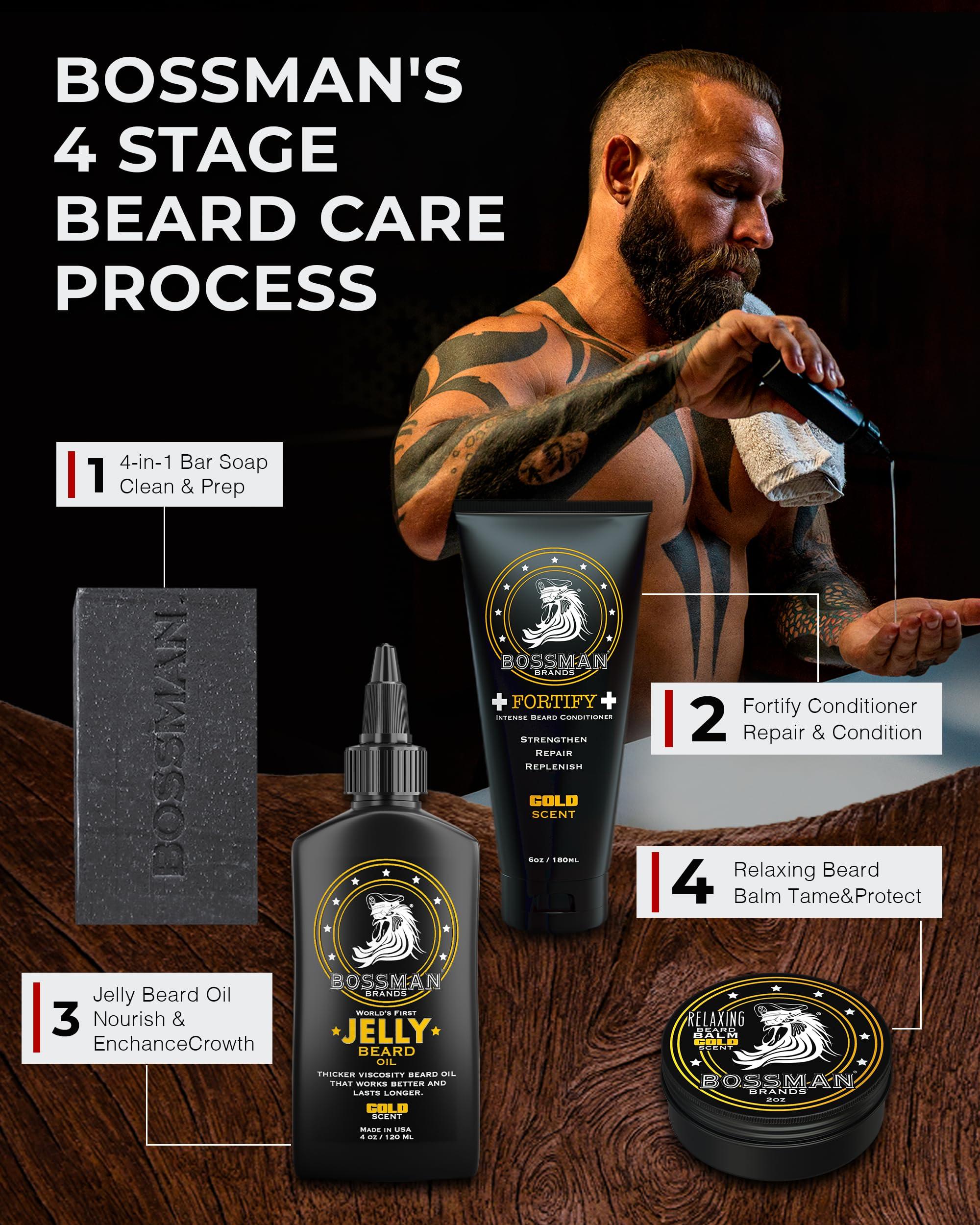 Bossman Bossman Beard Oil Jelly (4oz) - Beard Growth Softener, Moisturizer Lotion Gel with Natural Ingredients - Beard Growing Product (Gold Scent)
