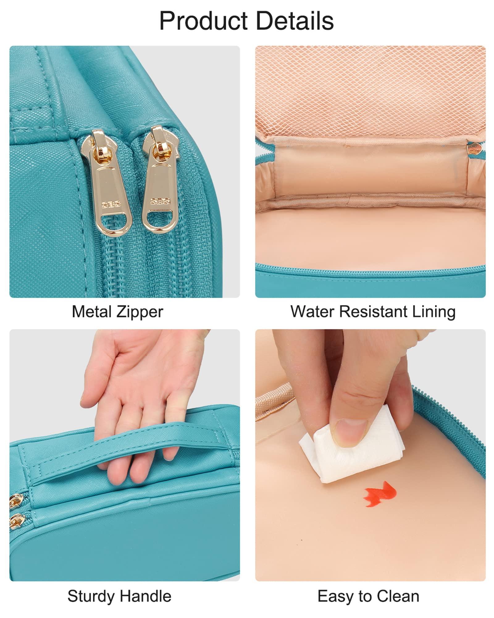 Relavel Relavel Makeup Bag Small Travel Cosmetic Bag for Women Girls Makeup Brushes Bag Portable 2 Layer Cosmetic Case Brush Organizer Christmas (Blue)