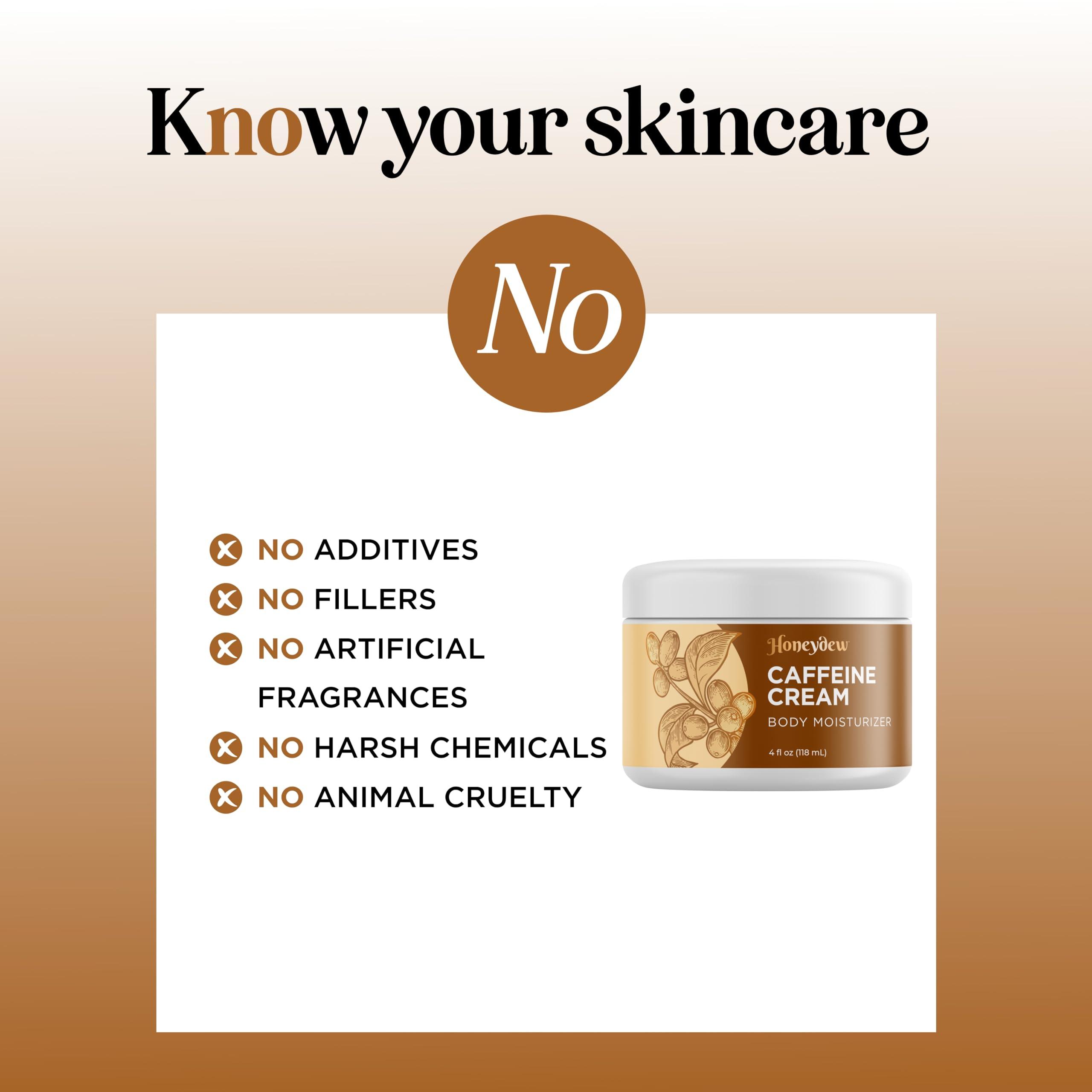 HONEYDEW Concealing Caffeine Cream for Cellulite Reduction - Ultra Moisturizing Cellulite Cream for Thighs Butt and Belly with Rich Shea and Cocoa Butter - Light Scented Vegan Firming Body Lotion for Women