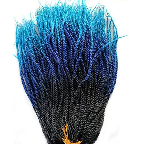 BBIDSW 1PC Dip Dye Blue Red Green Micro Senegalese Twist Braiding Hair Extensions Synthetic Crochet Pre-Loop Hair T1B/Green 18inches