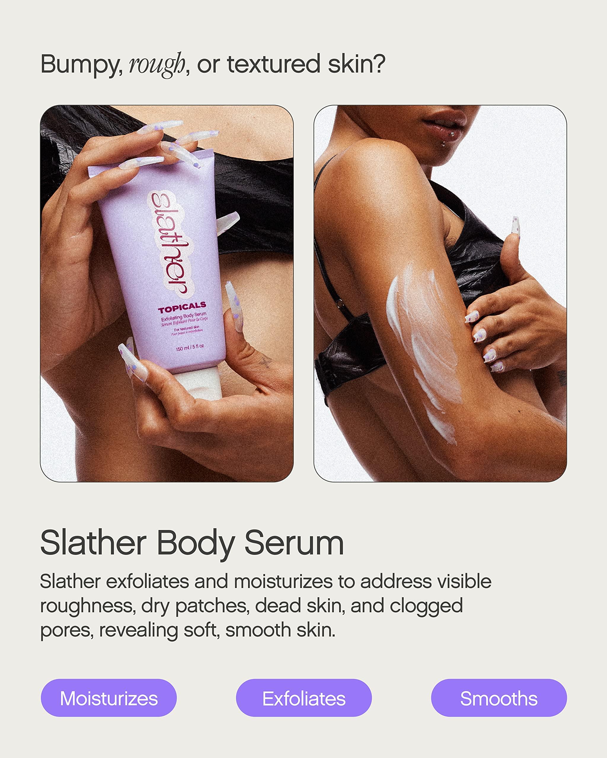 Topicals Topicals Slather Exfoliating Body Serum - With Retinol, Squalane, Urea and AHAs for Bumpy, Rough or Textured Skin - AHA Exfoliating Serum for Body (5 Fl Oz)