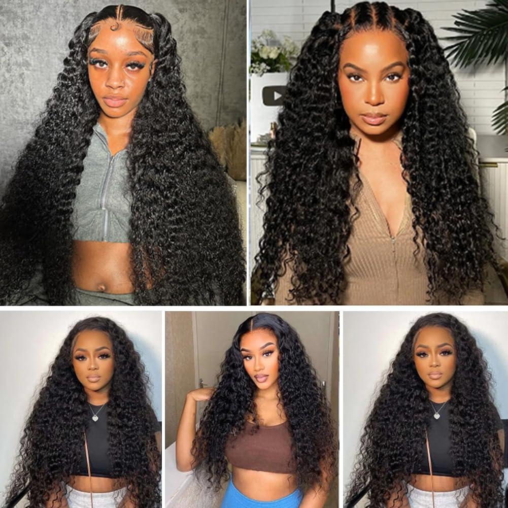 PXTPXT Glueless Wigs Human Hair Pre Plucked Pre Cut Wear and Go Glueless Wig 13x4 HD Deep Wave Lace Front Wigs Human Hair for Black Women Frontal Wigs with Natural Hairline 180% Density 20 Inch