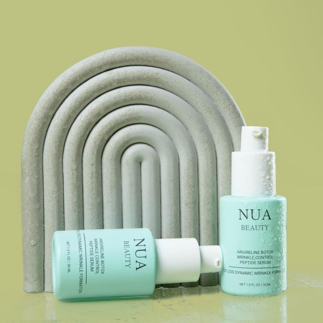 NUA BEAUTY Argireline Peptide Serum with Matrixyl 3000 Botox Alternative for Anti-Aging, Fine Lines, and Wrinkle Reduction Hydrating, Vegan Formula 1 Fl Oz (30ml)