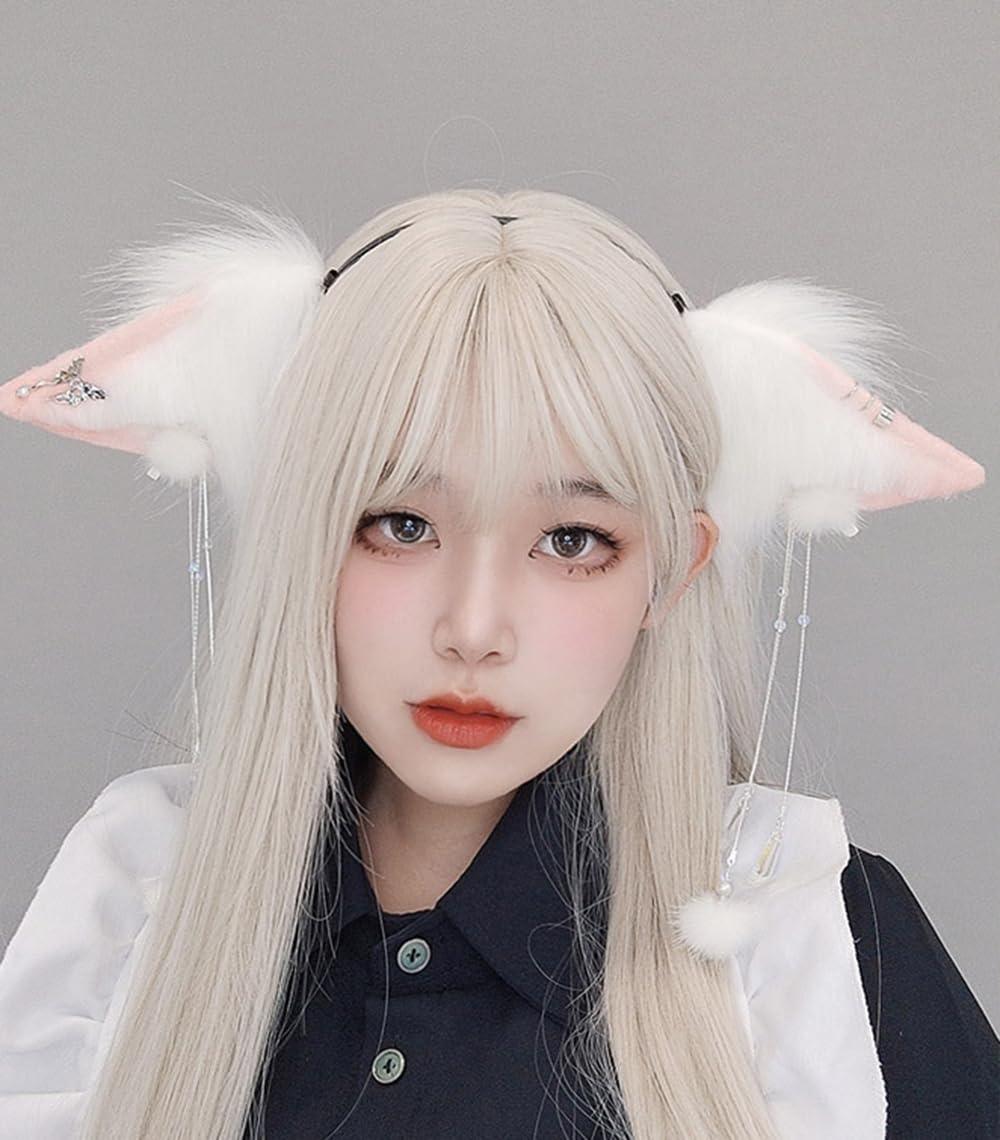 TTYAO REII TTYAO REII Fluffy Fox Cat Wolf Ears Headband Faux Fur Animal Ears Headwear Lolita Costume Hair Accessories for Cosplay Party