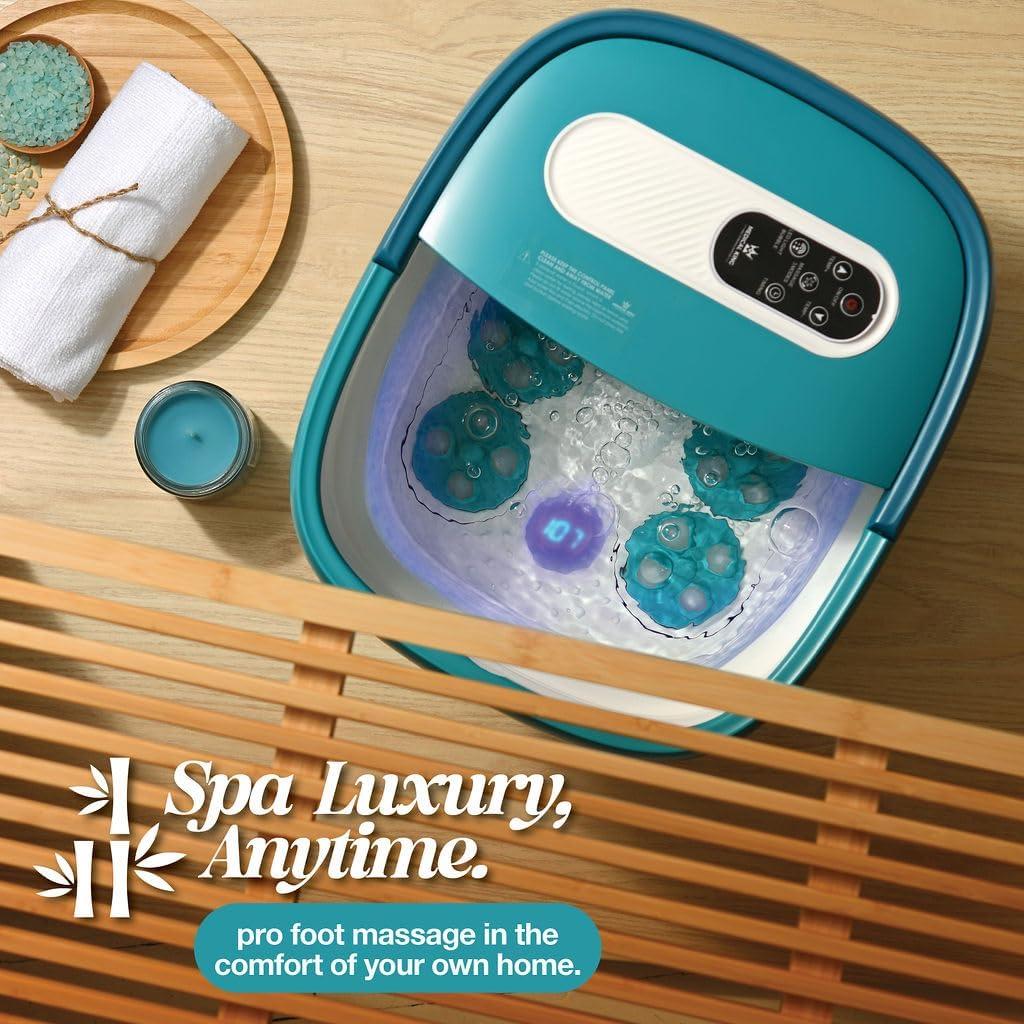 Medical king Foot Spa With Heat And Massage Electric Rotary Massage Includes A Remote Control A Pumice Stone Collapsible Foot Spa With Heat And Massage Bubbles and Vibration 24 Motorized Shiatsu Massage Balls