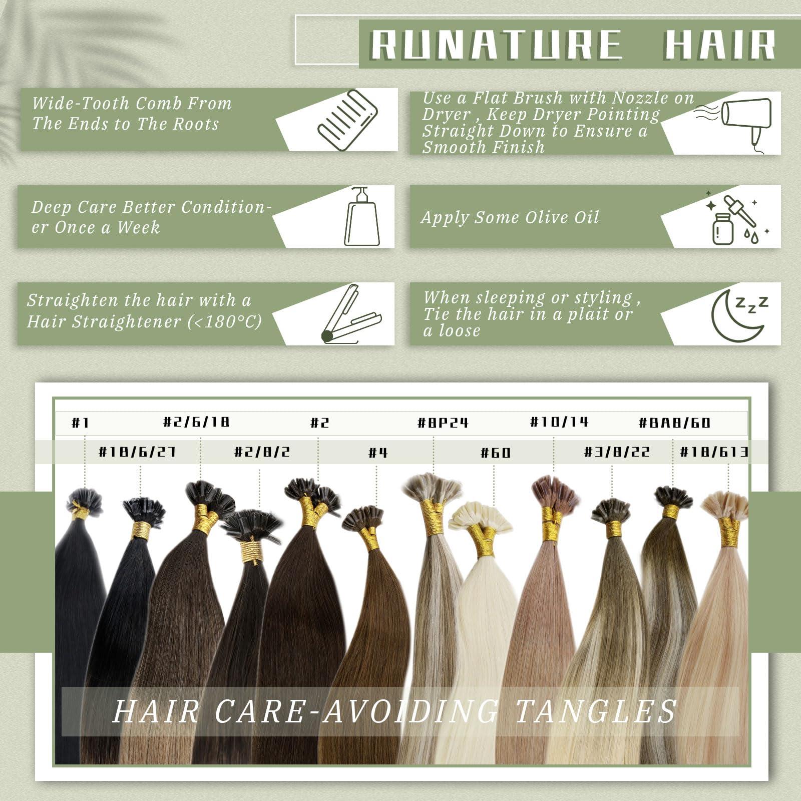 RUNATURE RUANTURE U Tip Hair Extensions Real Human Hair Ombre U Tip Hair Extensions Human Hair Balayage Dark Brown to Ash Brown Utip Keratin Hair Extensions Human Hair 14 Inch Short Hair 50g 50s