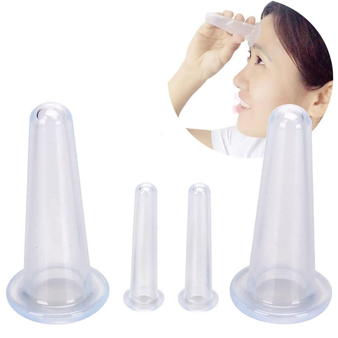 NewGtuizi 4PCS Facial Cupping Set, Vacuum Massage Silicone Cup For Body Face Neck Back Eye For Skin Care Anti-Aging And Anti-Wrinkle Beauty Tool, White