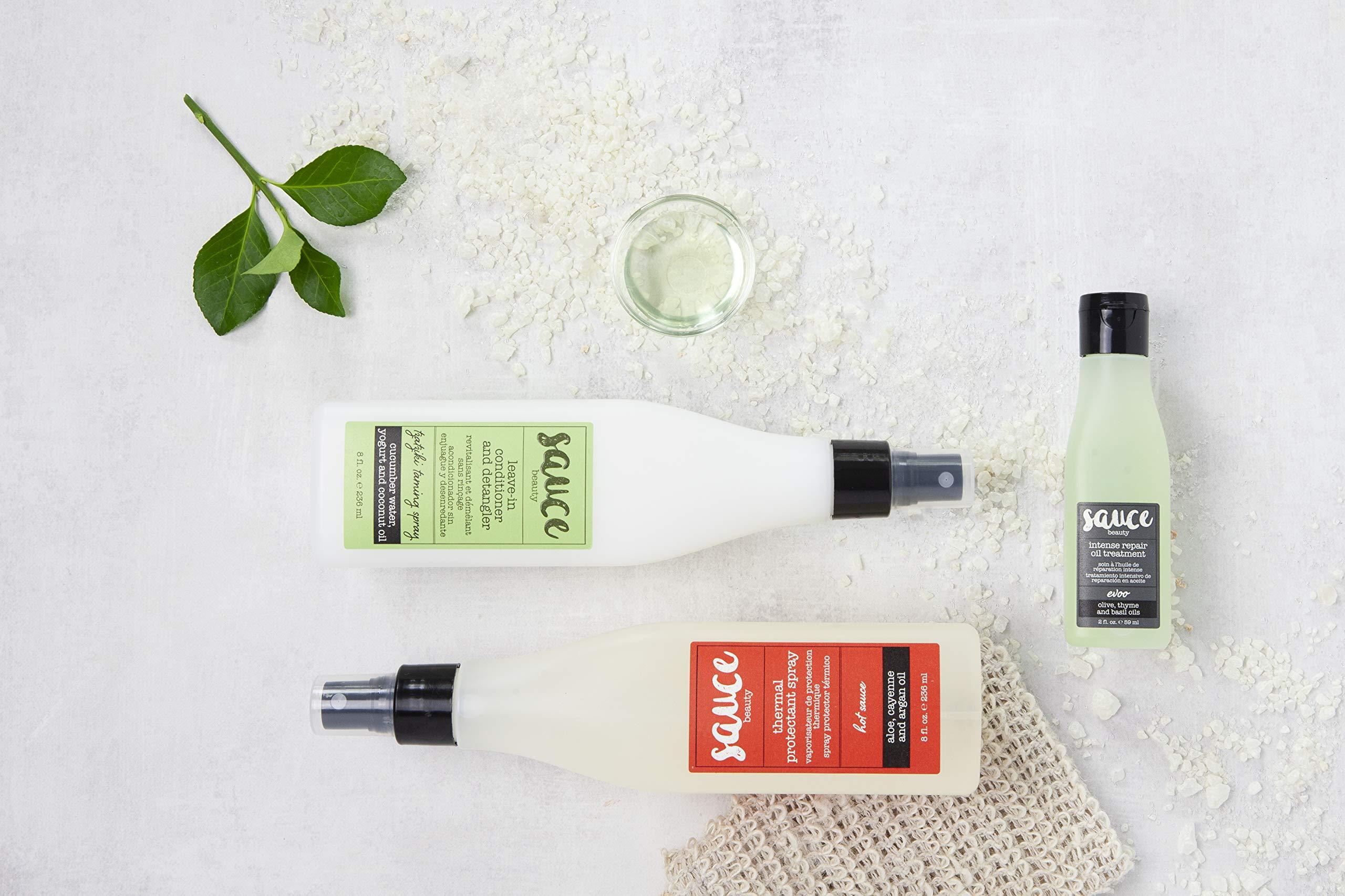 SAUCE BEAUTY SAUCE BEAUTY Intense Repair Olive Oil Treatment - Hair Oil for Curly Hair w/Olive, Thyme & Basil Oils - 2 Fl Oz Hair Oil for Damaged Hair & Split Ends (EVOO)