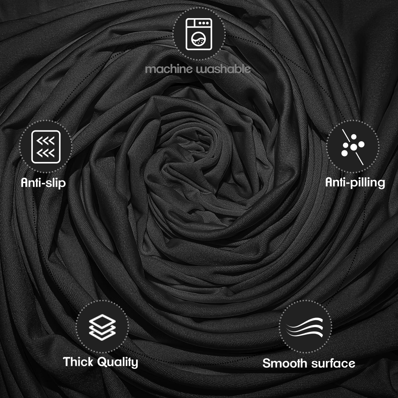 KIDOACOW KIDOACOW Black Lash Bed Cover Massage Table Cover Protector with Cut-Out for Leg Room, Stretch Rectangular Table Cover for 6FT Eyelash Extension Bed/Spa Bed/Message Bed(Strong Elasticity)