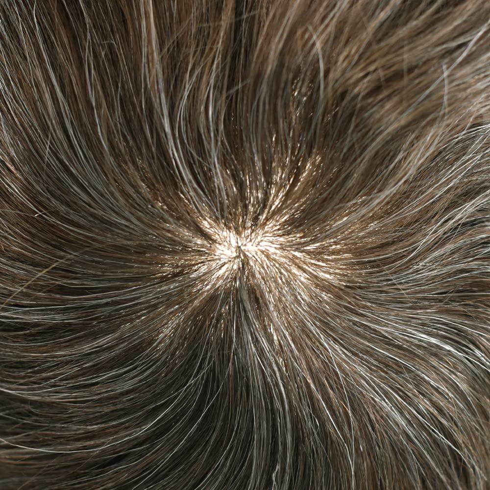 Healthlif Healthlif Mens Toupee Hair Replacement System Natural Thin Skin Toupee For Men Real Human Hair Hair Pieces For Men 8X10#520#5 Medium Light Brown+20% Grey
