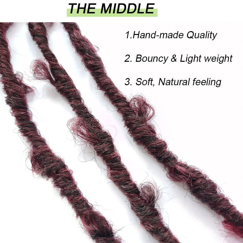 VCHIDO 8 Packs Pre Looped Butterfly Locs Crochet Hair 12 Inch Burgundy Red Distressed Locs Crochet Braids Soft Butterfly Faux Locs Crochet Hair (12Inch,Ombre Burgundy)