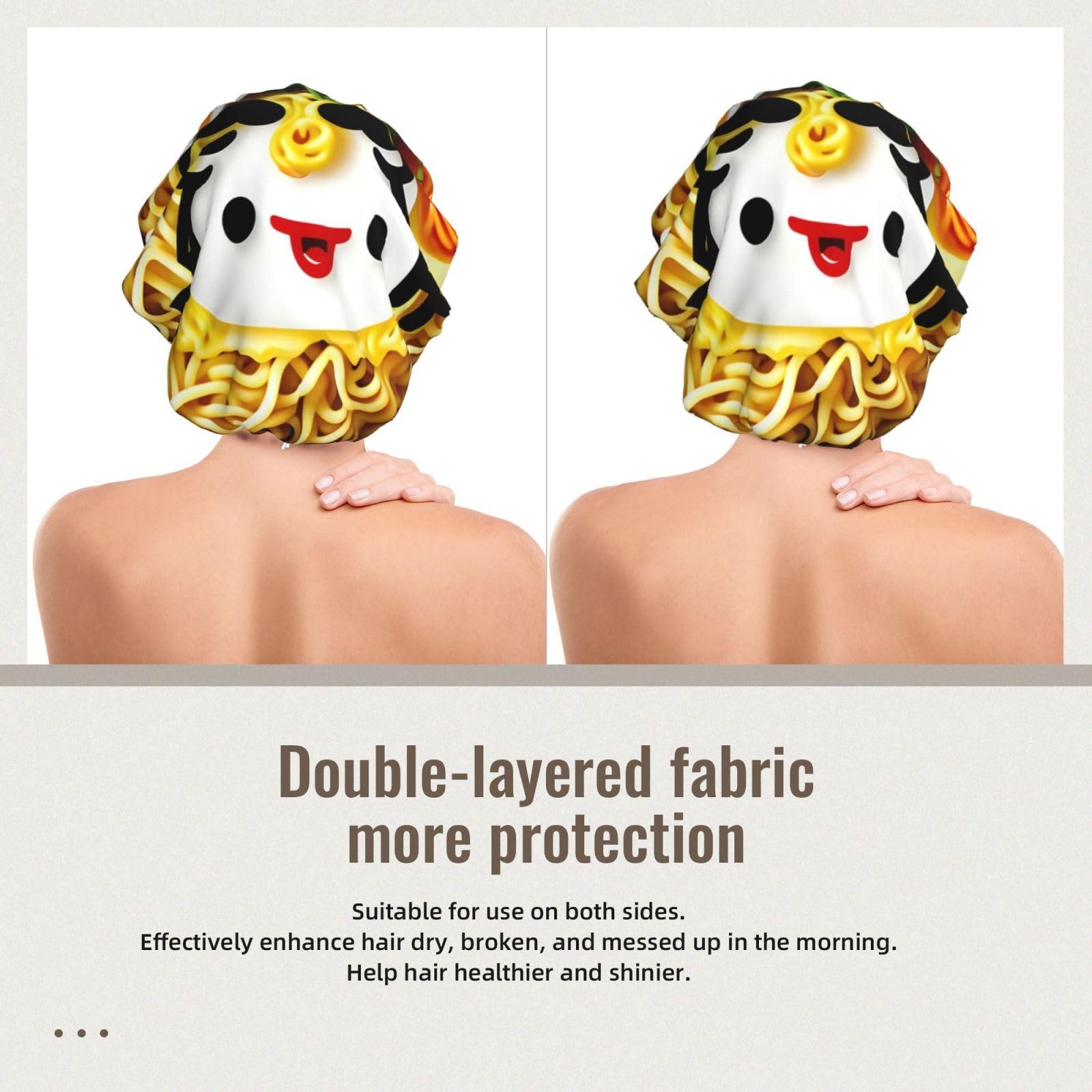 HGFVY Double Layer Reversible Hair Wrap Satin Sleep Egg Cup Noodle Ramen Cap Bonnet for Braid Curly Hair Satin Bonnet Black