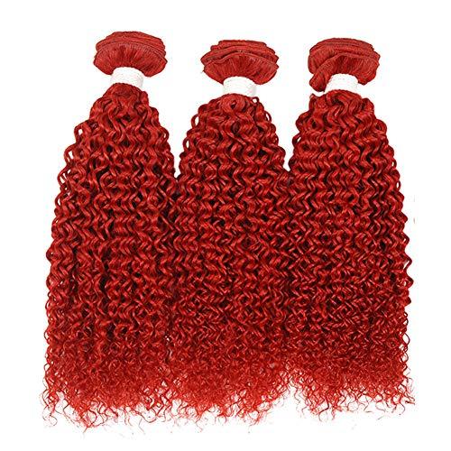 Tony beauty hair Tony Beauty Hair Red Kinky Curly Human Hair Bundles Birght Red Brazilian Virgin Hair Weaves Kinky Curly Red Color Human Hair Weft Extensions Pure Red 3 Bundles Lot Mixed Length (22 24 26)