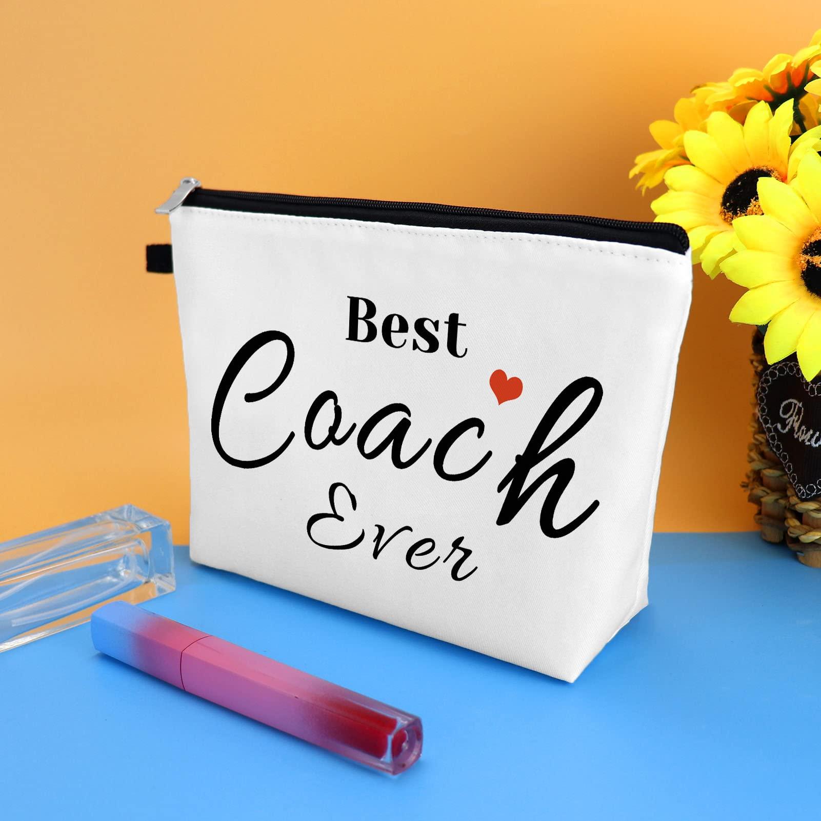 Mikela Coach Gifts Coach Appreciation Gift Makeup Bag Coach Thank You Gifts Cosmetic Bag for Women Birthday Thanksgiving Christmas Gift for Coach Teacher Soccer Cheer Volleyball Swim Dive Coach Travel Pouch