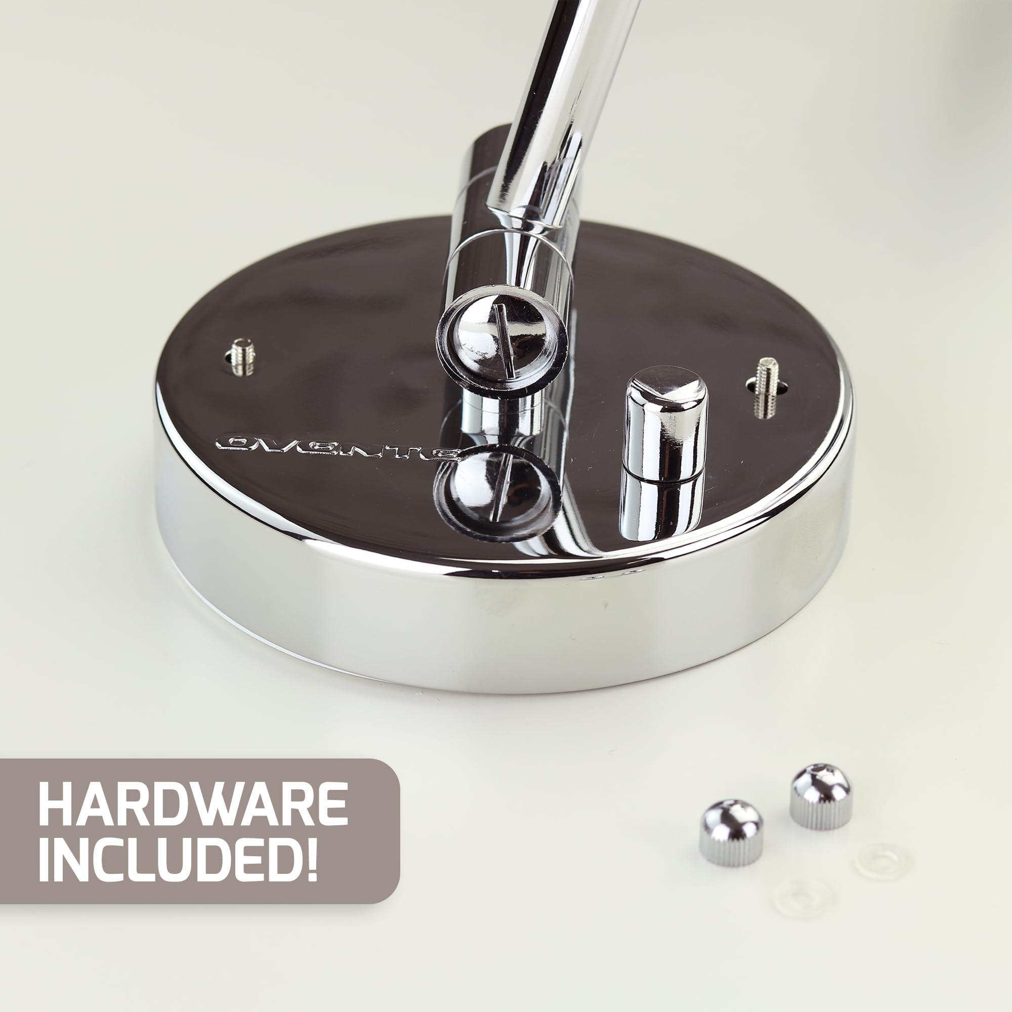 OVENTE OVENTE 9\" Lighted Wall Mount Makeup Mirror with 1X/7X Magnification, Double Sided Magnifying Vanity Mirror, LED Glow Light, 360 Swivel Design, Extendable & Folding Arm, Polished Chrome MPWD3185CH1X7X