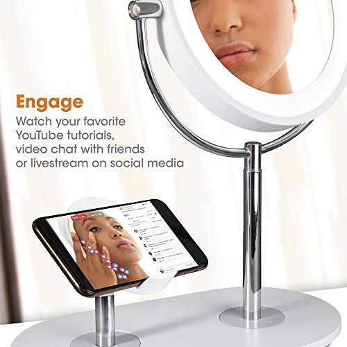 OttLite OttLite Wireless Charging LED Makeup Mirror - Illuminated Magnifying Light with USB Port