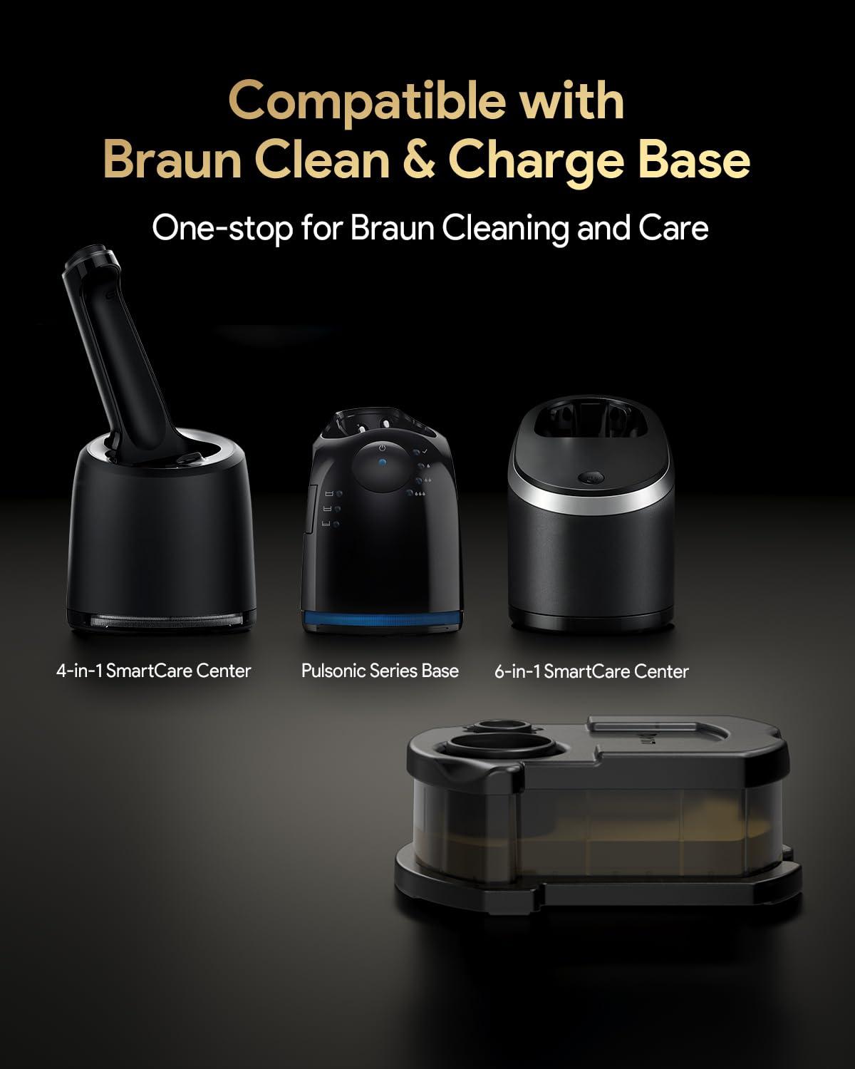 Yinke Yinke Reusable Cleaning Cartridge with 6 Pack Refill Cleaning Concentrate Capsules for Braun Clean & Renew CCR, Replacement Shaver Cleaner Solution for Clean&Charge Cleaning System, (6+1 Set)