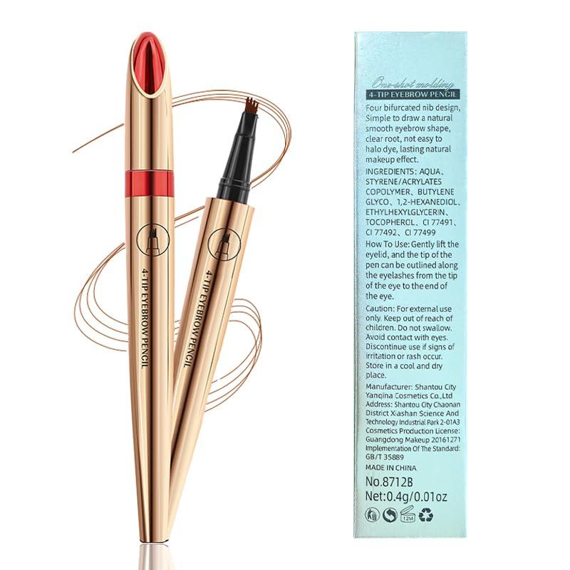 Lalasani Eyebrow Pencil with 4 Micro-Fork Tip Precision Application Waterproof Smudge-Proof 24H Long-Lasting & Easy Glam Look Eyebrow Pen - 4# Black