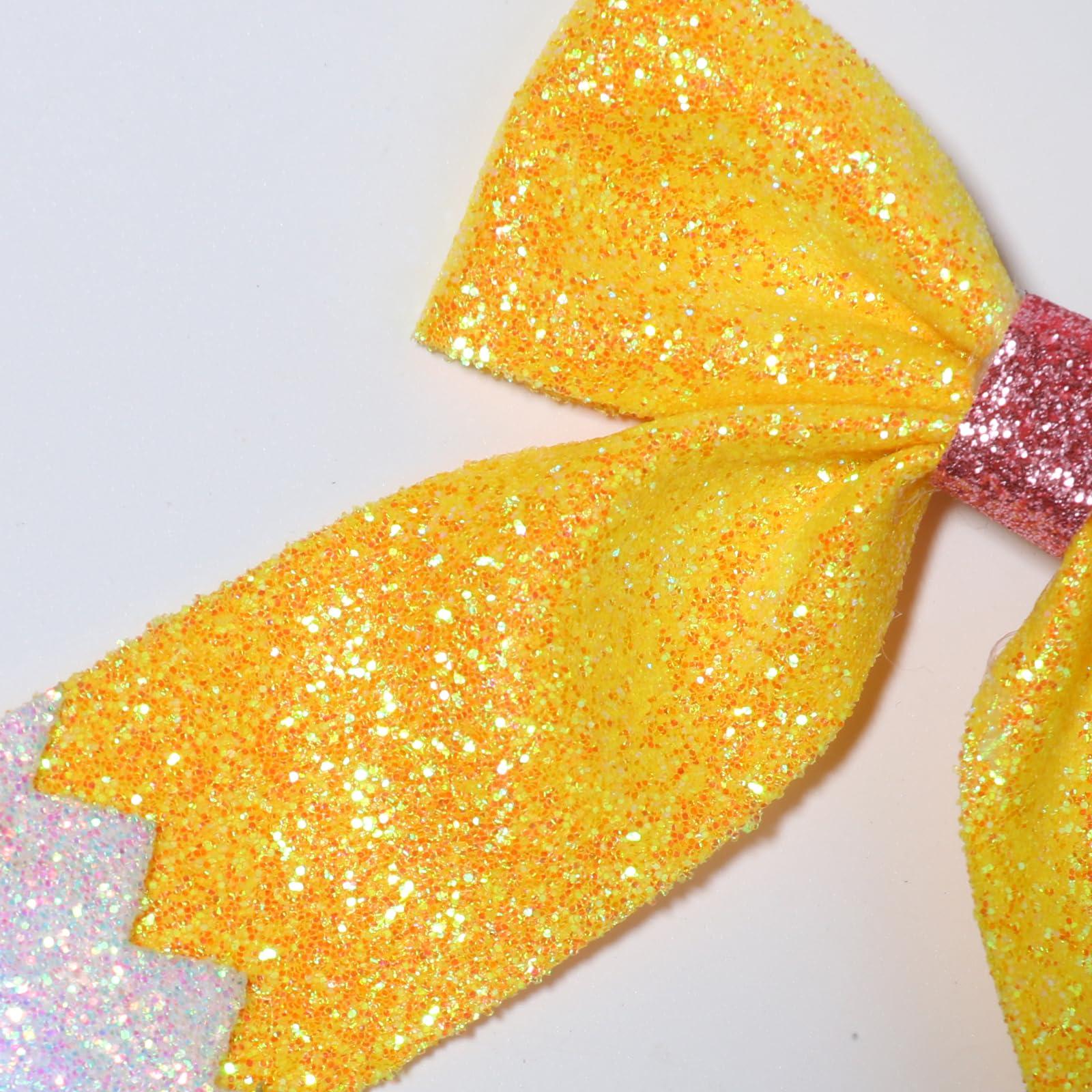 HOXIEYA Yellow Pencil Bows Hair Clip Back to School Hair Bows Clips Cheer Hair Accessories for Women Toddler Teen Girls Teachers Students Hair Clip Party Outfit Decoration(B-Medium -1pcs)