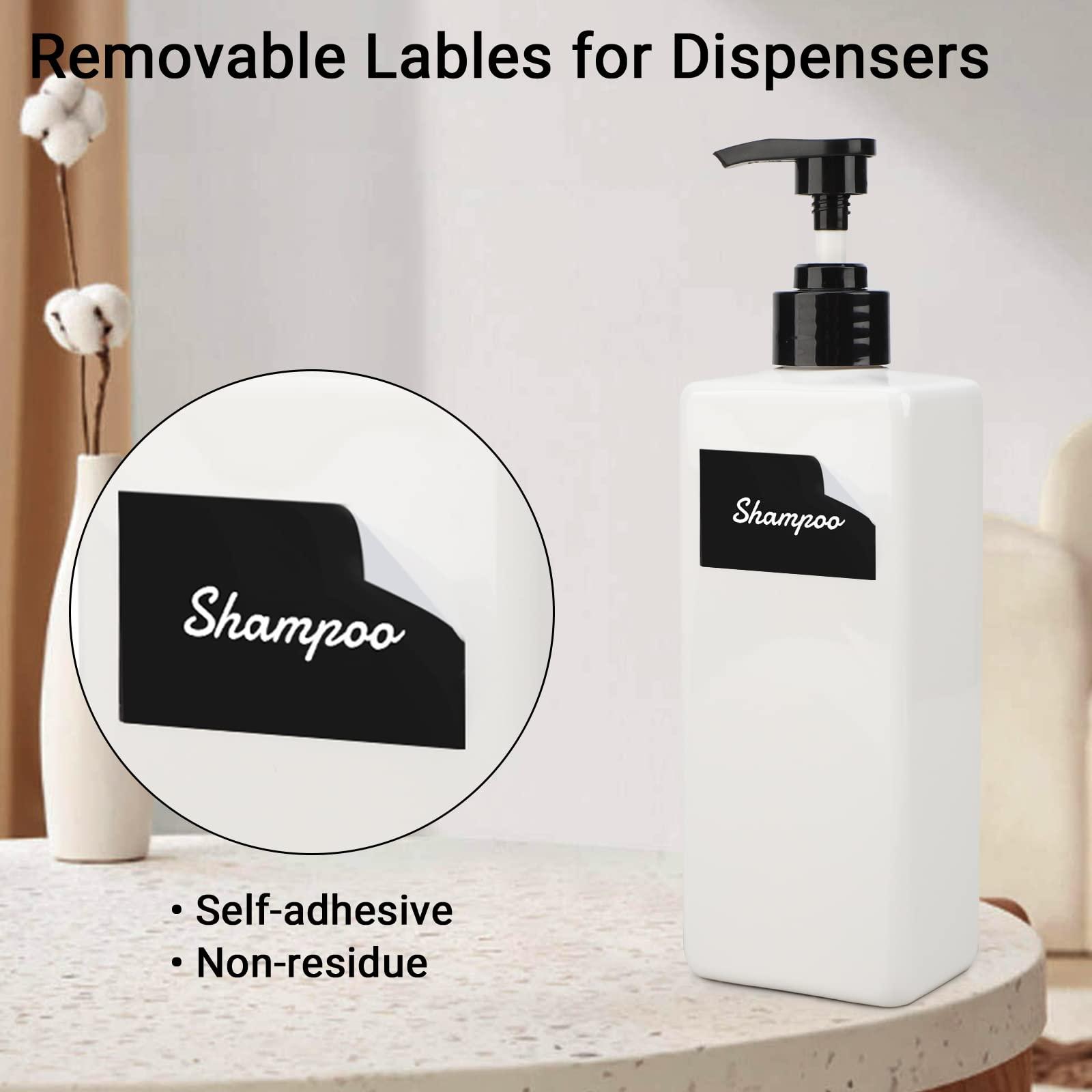 SUREAM Suream 22oz/650ml Empty Shampoo Bottles with Pump with 26Pieces Waterproof Soap Labels, 3Packs Large Capatity Empty Containers for for Shower Gel, Conditioner, Lotion, Hand Sanitizer, Massage Oil