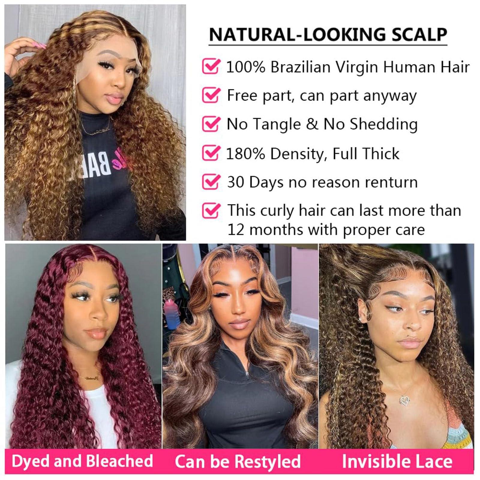 Lagalaga Lagalaga HD Omber 30 Jerry Curly Wave Wigs Human Hair 200% Density Real Full Large Lace Space 4x4 Omber 30 Jerry Curly Wave Wigs Human Hair Pre Plucked For Black Women