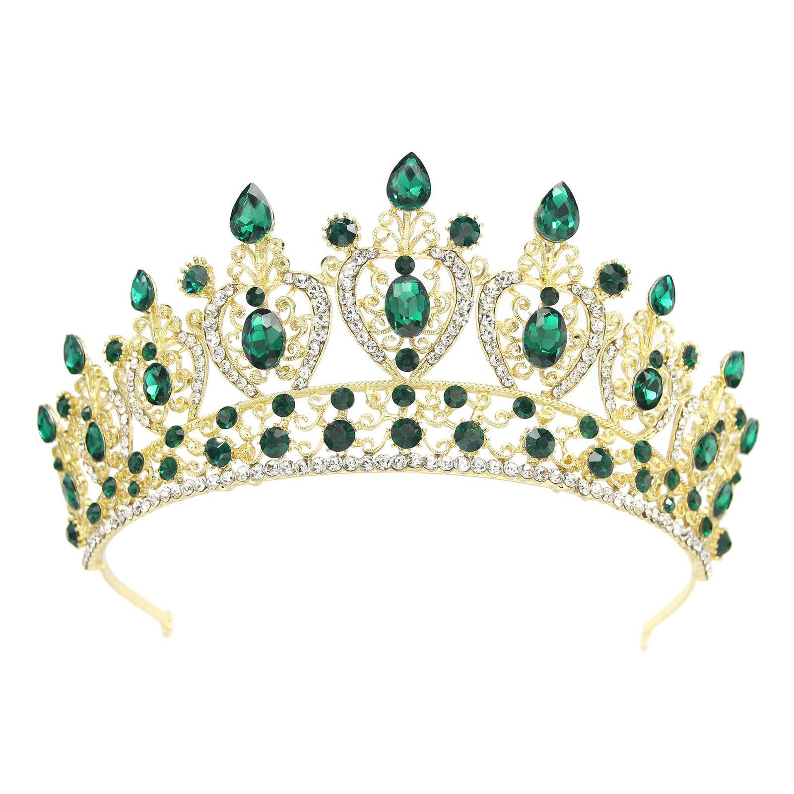 CarXs European and American bridal crown headdress Baroque color crystal wedding Crown Princess headdress queen crown bridal headdress crystal barrettes