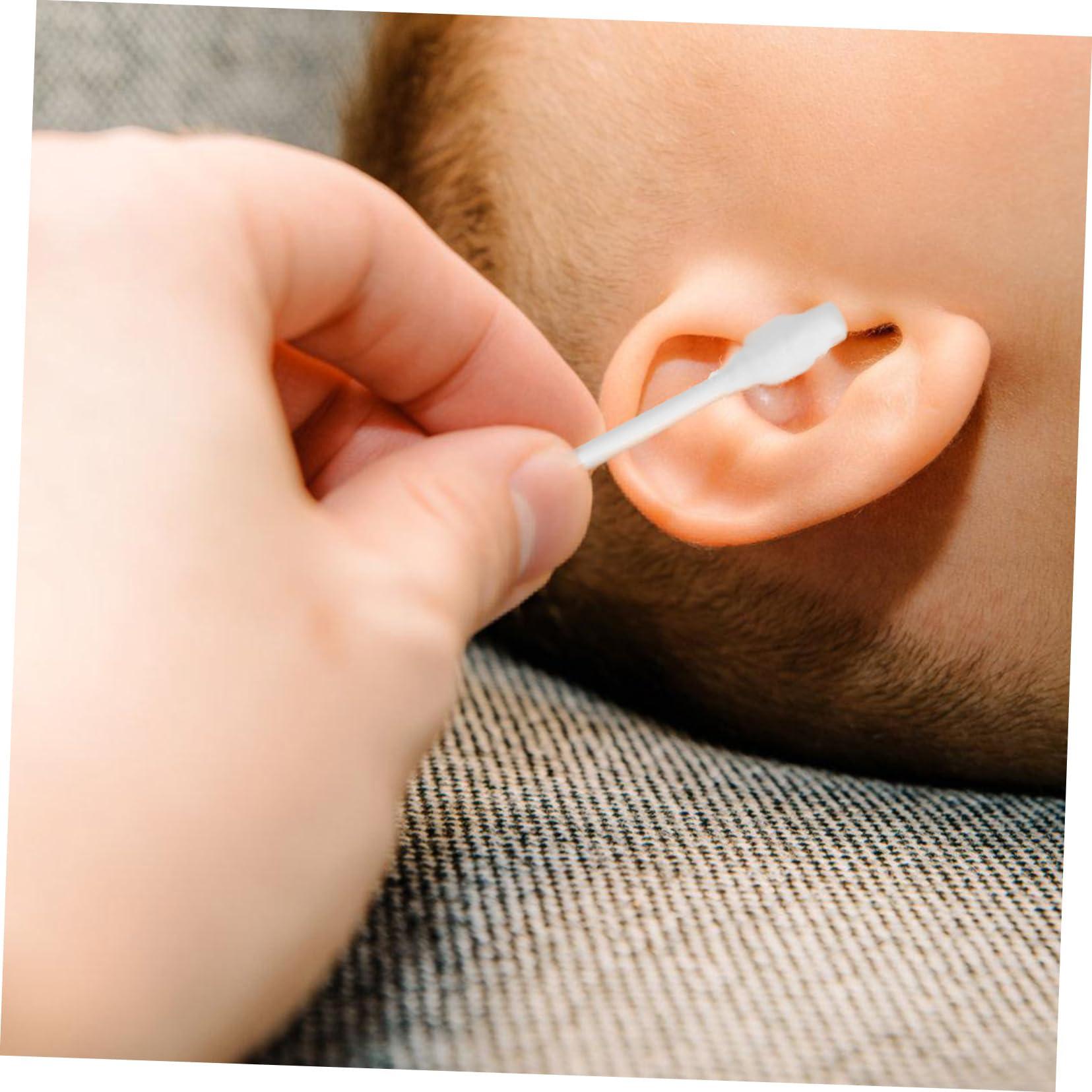 GLEAVI 100pcs Double Ended Cotton Wwabs Ear Wax Cotton Swab Baby Safety Cotton Bud Stick Swab Baby Ear Wax Cleaner Toddler Cotton Swab Large Tips Design Swab Ear Cotton Stick Earpick Swab