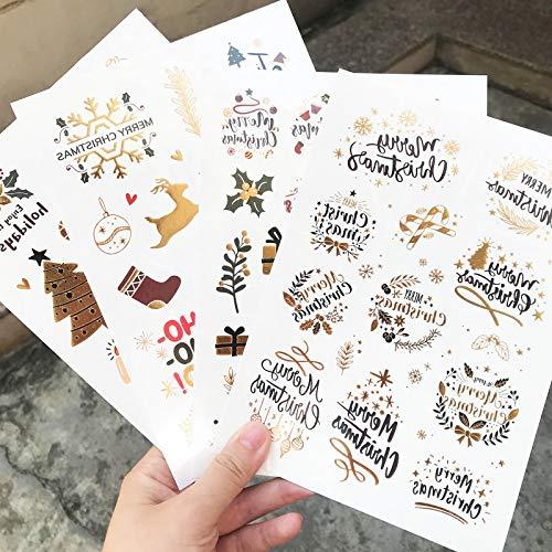 EVERJOY Everjoy Metallic Christmas Decorations Temporary Tattoos - 100+ Glitter Tattoo Designs, Merry Christmas Party Favors, Santa Claus, Snowflake, Mistletoe, Christmas Eve Gifts for Kids and Adults