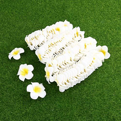 Beaupretty 100pcs Wedding Flower Frangipani Flower Fresh Flower Leis Artificial Frangipani Hawaiian Flowers Hawaiian Flower Hair Flower Hair Wreath Flower Hair Clips Foam Diy Bride White 6cm