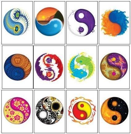 AAG Ying Yang Temporary Tattoos - Set of 12