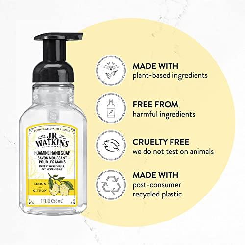 J.R. Watkins J.R. Watkins Foaming Hand Soap For Bathroom or Kitchen, Scented, USA Made And Cruelty Free, 9 Fl Oz, Lemon, 3 Pack